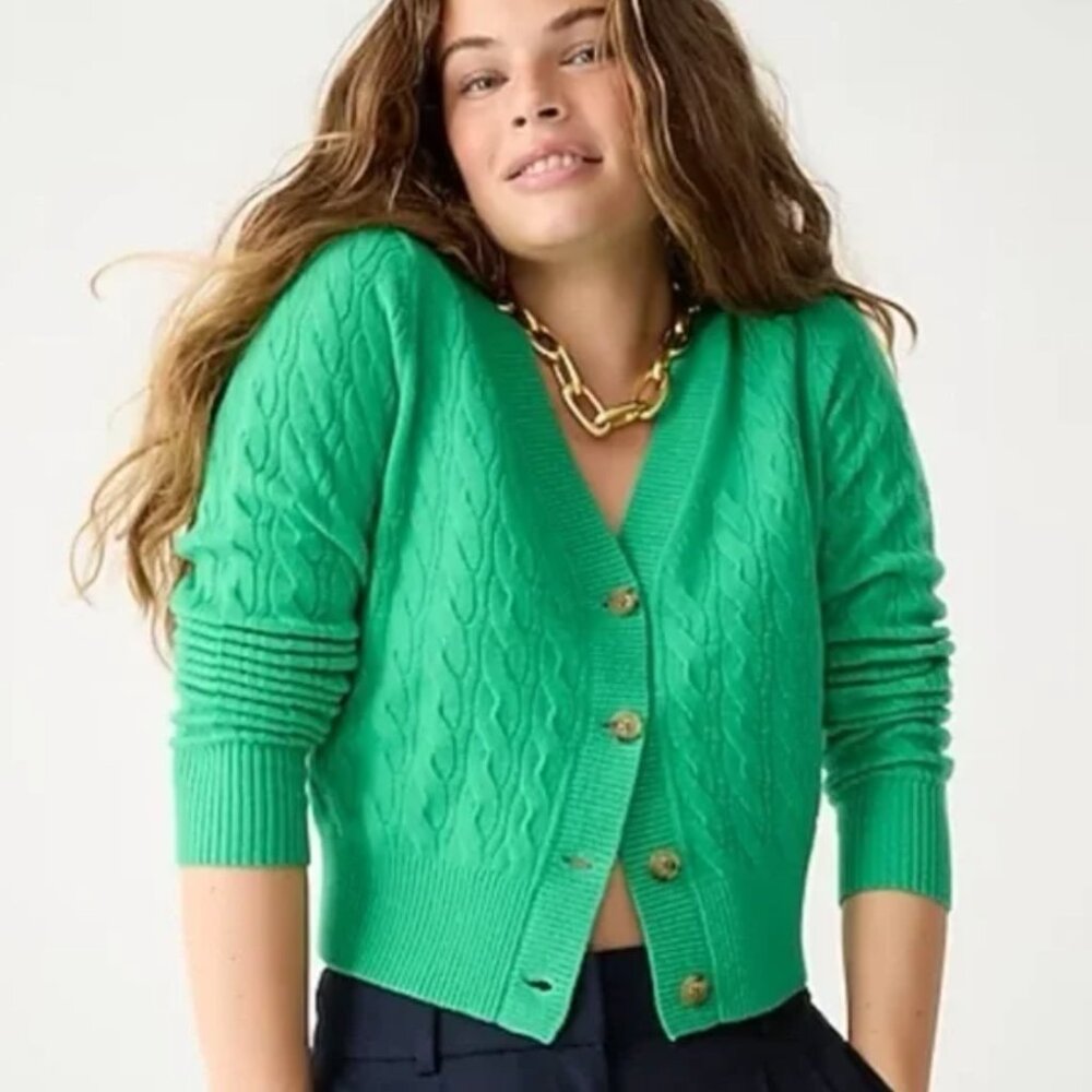J.Crew Cashmere Cable Knit Cardigan Sweater, Like NEW!, Size M